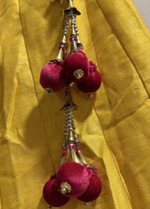 Pink and yellow silk lehenga set