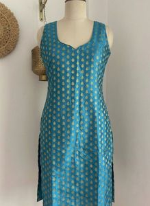 Elegant Teal Banarasi Brocade Kurta:UNUSED