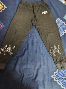Men's Grey Joggers with Flame Print