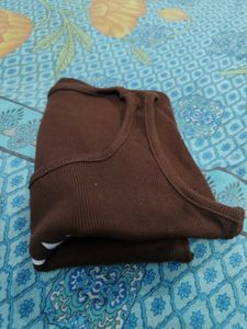Brown Ribbed Tank Top