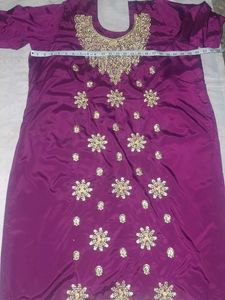 Elegant Embroidered Purple Kurta