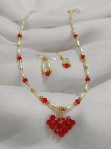 Heart Pendant Necklace &amp; Earring Set(Free delivery