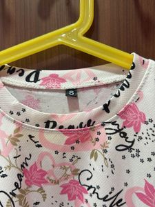 Cute Pink Floral Print Pajama Set