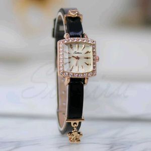 Elegant Square Watch with Rhinestone Embellishment