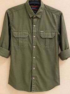 John Players Classic Green Cotton Shirt