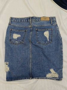 Distressed Denim Mini Skirt