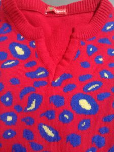 Red Leopard Print Knit Sweater