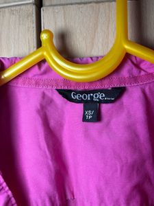 Vibrant Pink Short-Sleeve Button-Up Top