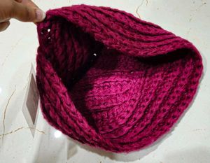 Handmade Knit Beanie - Raspberry