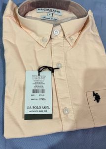 Men's Peach Long Sleeve Button-Down Shirtnewwdtag