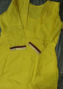 Yellow Embroidered kurti