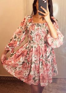 Korean Floral Mini Dress