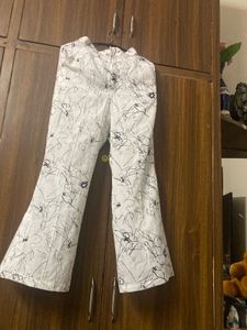 Printed White Flared Pants