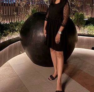 Elegant Black Lace Sleeve Dress
