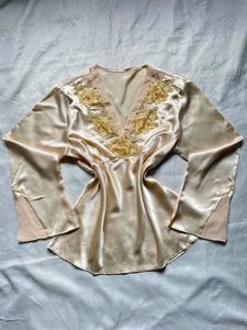 Elegant Silk Robe with Floral Embroidery