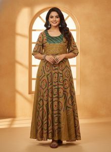 Beautiful Ethnic Gown with Bohemian Print