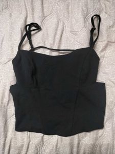 Black Spaghetti Strap Crop Top