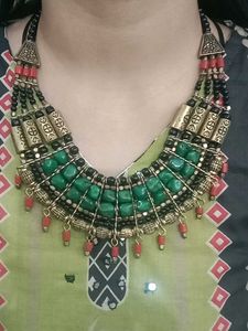 Bohemian Green Beaded Statement Necklace