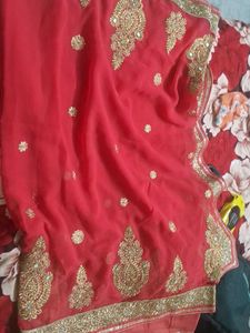 Red Embroidered Georgette Saree