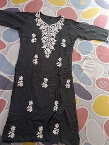 Embroidered Grey Kurta
