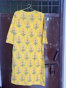 Vibrant Yellow Floral Print Kurta