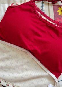 Floral Print Camisole with Lace Trim padded