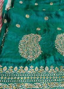Emerald Green Embroidered Silk Saree