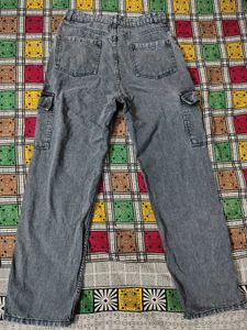 Grey Cargo Y2K high waist Jeans