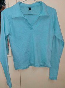 Ribbed Collar Top