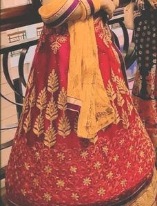 Purple &amp; Gold Embroidered Skirt  with Dupatta