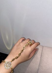 Elegant Gold Hand Chain Ring Set