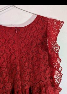Red Lace Ruffle Dress