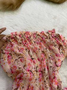 Pink Floral Print Off-Shoulder Tiered Ruffle Top