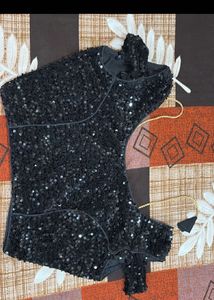 Sparkling Black Sequin Blouse