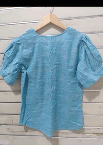 Cute Peter Pan Collar Blue Top