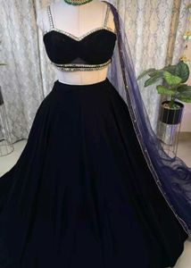 Elegant Black Velvet Lehenga Choli Set