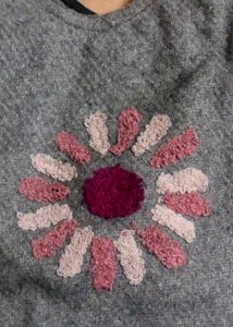 Floral Embroidered Grey Tote Bag