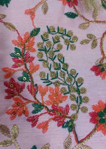 Embroidered Pink Clutch with Handle