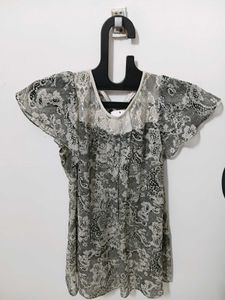 Sheer Lace Print Blouse