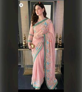 new Elegant Pink Embroidered Saree