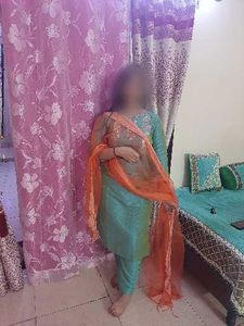 Elegant Teal Kurta Set with Orange Dupatta