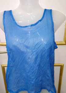 Blue Mesh Tank Top