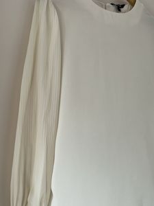Elegant White Pleated Sleeve Top