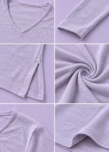 LIGHT GREY LAVENDER V-NECK LONG SLEEVE BODYCON