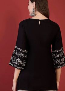 Anouk Black Kurta with White Embroidery