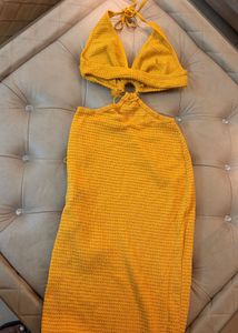 Yellow cutout Beach maxi  Dress