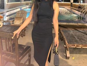 Elegant Black Ribbed Midi Dress