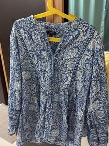Blue Floral Print Kurta