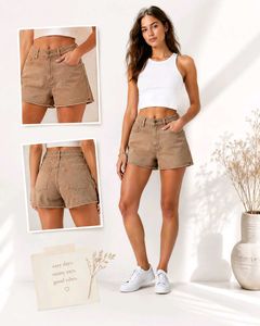 Brown Denim Shorts