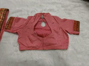 Elegant Pink Embroidered Silk Saree